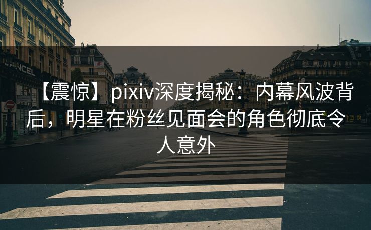 【震惊】pixiv深度揭秘：内幕风波背后，明星在粉丝见面会的角色彻底令人意外