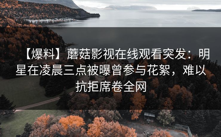 【爆料】蘑菇影视在线观看突发：明星在凌晨三点被曝曾参与花絮，难以抗拒席卷全网