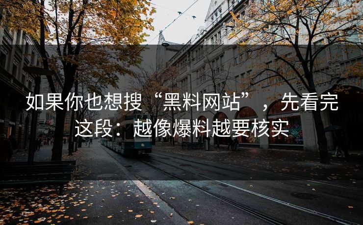如果你也想搜“黑料网站”，先看完这段：越像爆料越要核实