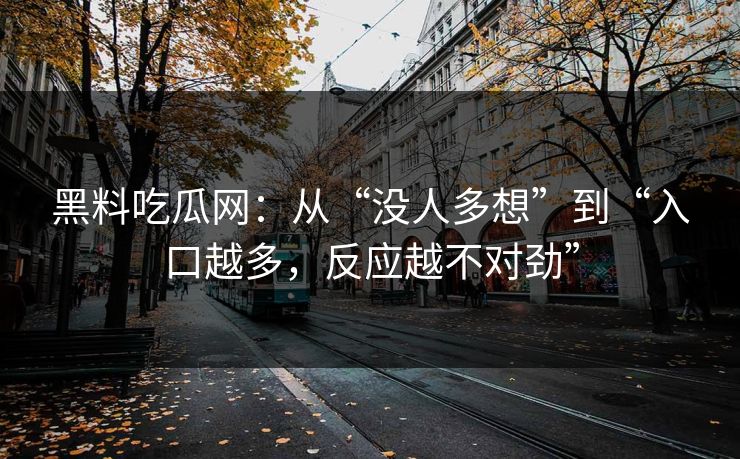 黑料吃瓜网：从“没人多想”到“入口越多，反应越不对劲”