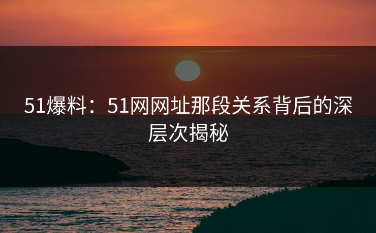 51爆料：51网网址那段关系背后的深层次揭秘