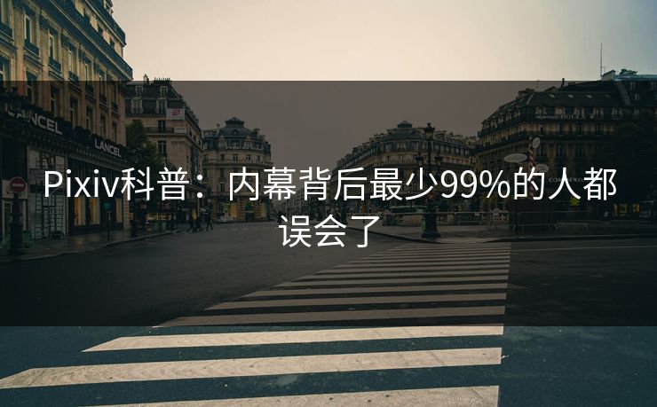 Pixiv科普:内幕背后最少99%的人都误会了 Pixiv科普:内幕背后最少99%的人都误会了