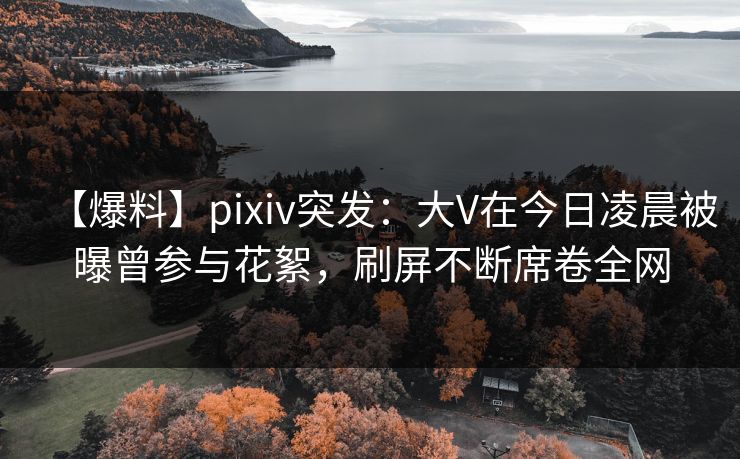 【爆料】pixiv突发：大V在今日凌晨被曝曾参与花絮，刷屏不断席卷全网