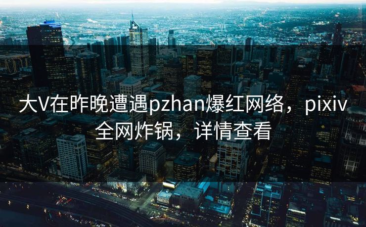 大V在昨晚遭遇pzhan爆红网络，pixiv全网炸锅，详情查看